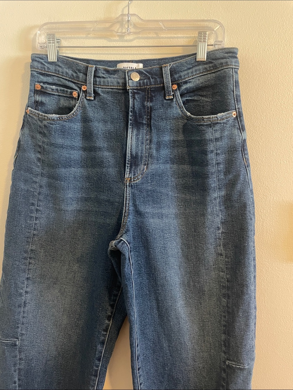 Pistola Eli High Rise Barrel Arched Leg Jean Women’s 30 Augustus‎ Wash Cropped - Picture 4 of 11